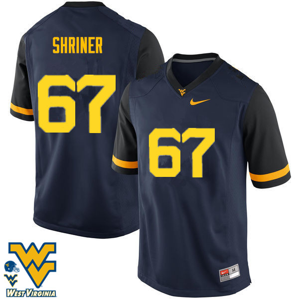 NCAA Men's Alec Shriner West Virginia Mountaineers Navy #67 Nike Stitched Football College Authentic Jersey EW23E27RV